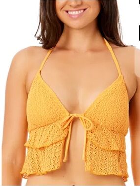 New! Salt + Cove Juniors' Ruffle Midkini Bikini Top, Orange, Size XL